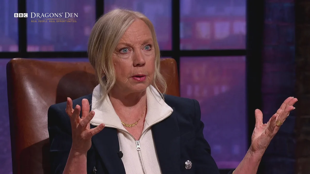 Deborah Meaden reacting to the GLP 5 GLT pitch